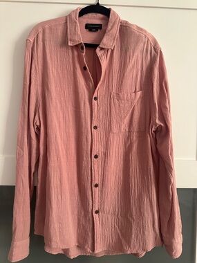 Cotton On Men's Long-Sleeve Pink Button-Down Shirt